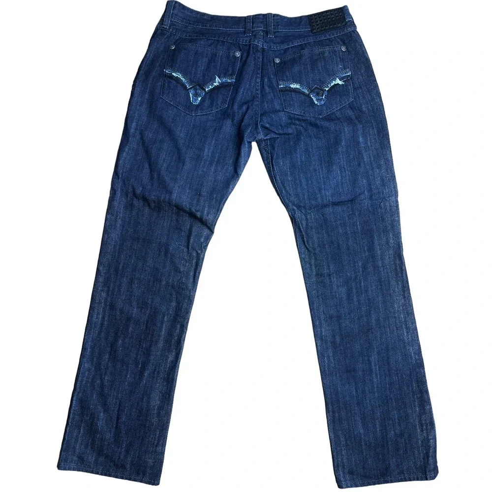 AFFLICTION Ace‎ Slim Straight Men's Denim Jeans Navy Blue Size 36x32